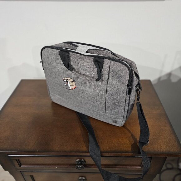 Kapston Laptop Bag Grey in color Black should strap Lion head embroidered - Picture 1 of 5
